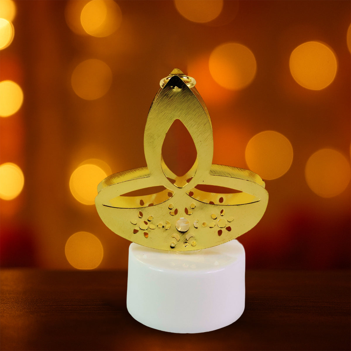 Golden Diya Shaped Led Tealight Candles (12 Pc)